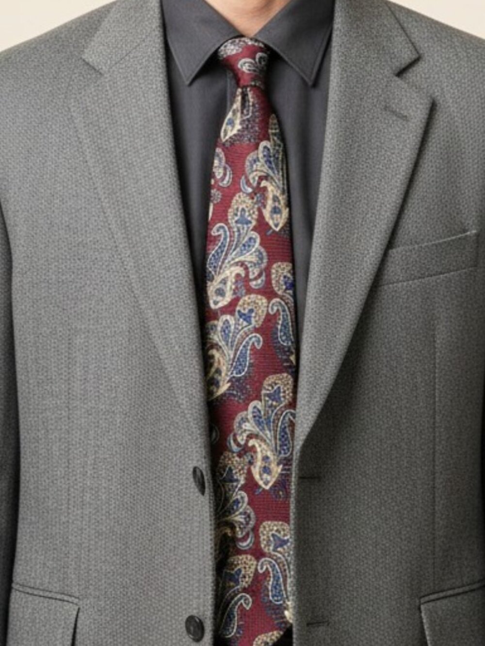 VTG Brooks Brothers Makers Silk Necktie 56" x 3.5" Burgundy Blue & Gold